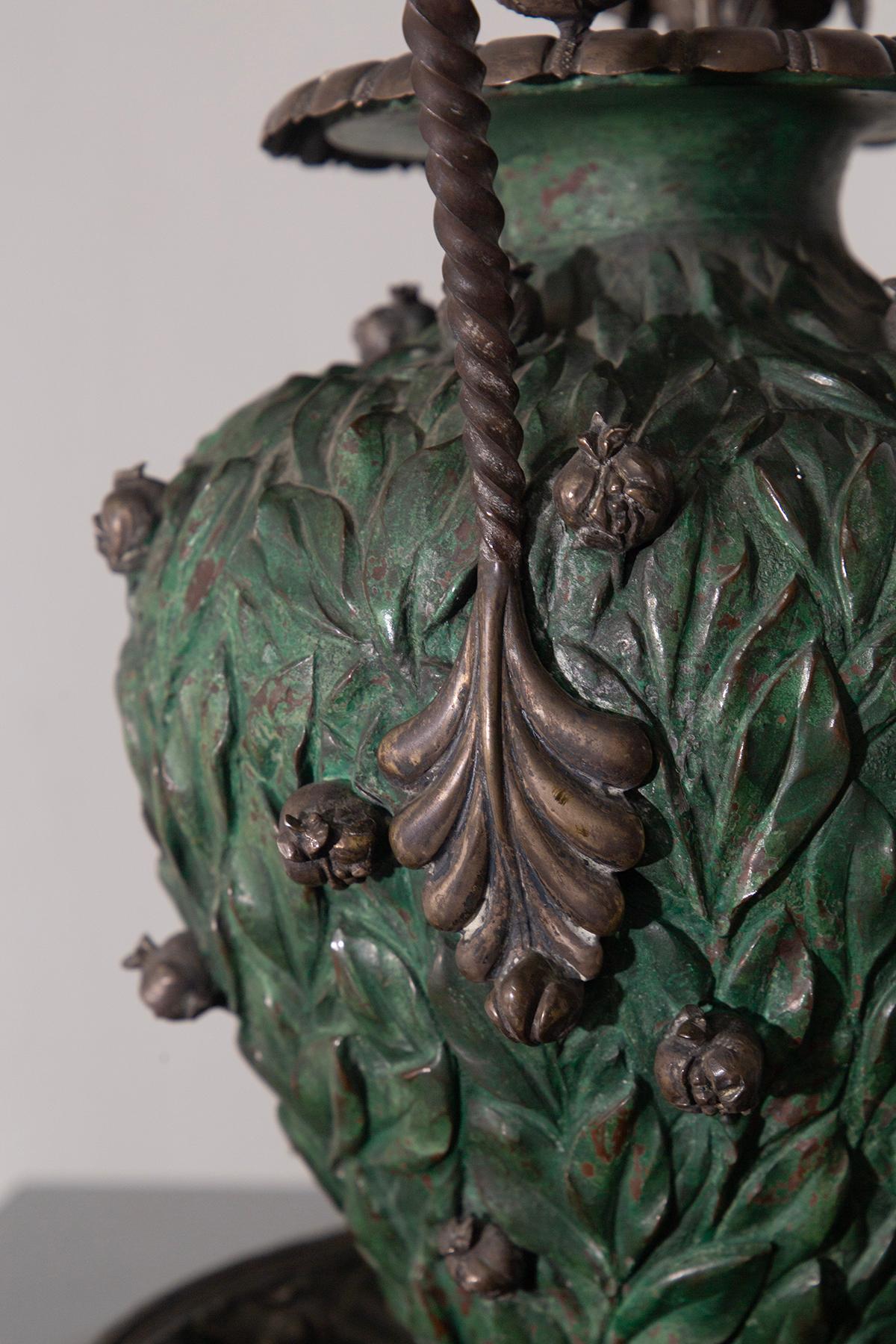 Italian vase with copper base and partial silver plating For Sale 2