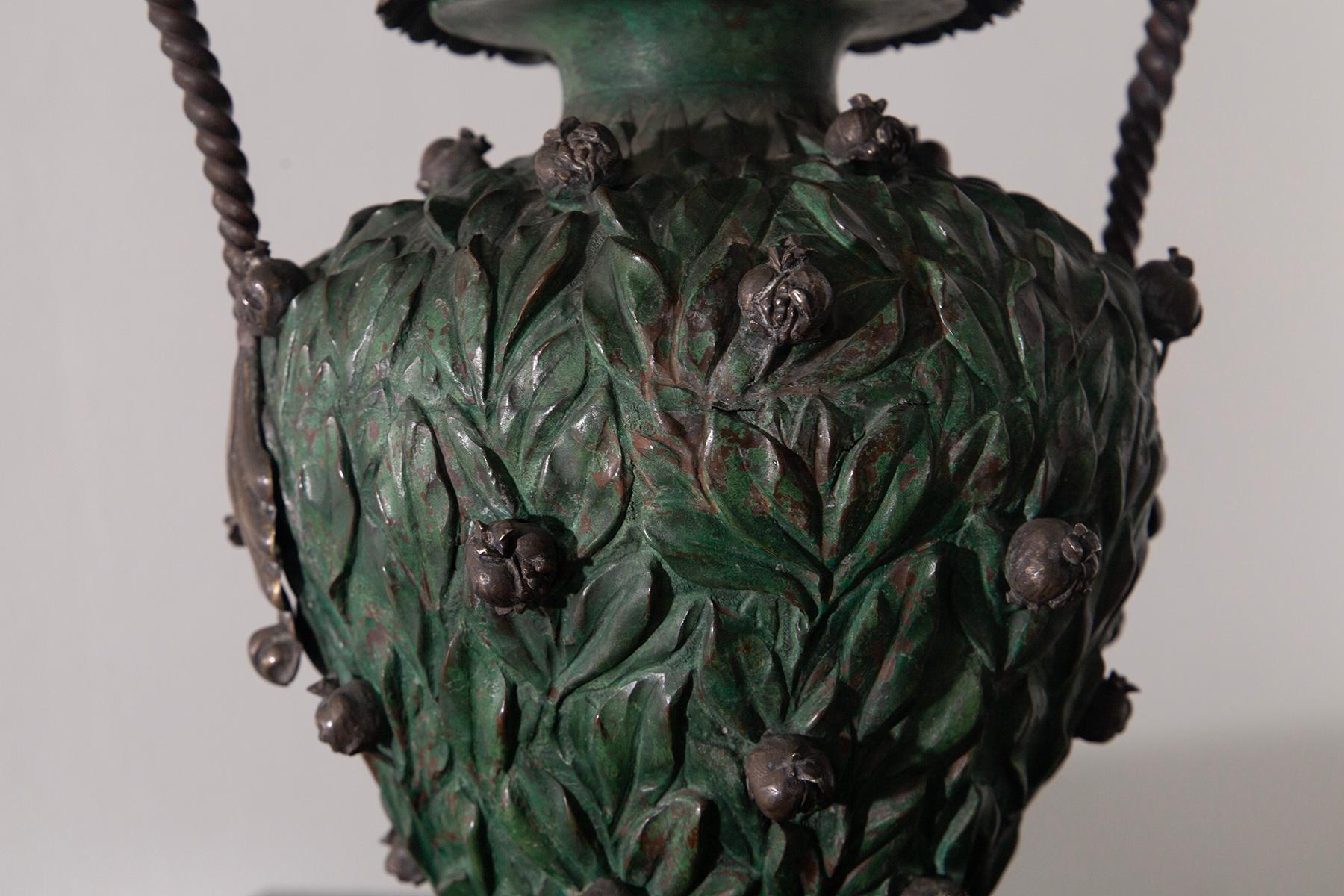 Italian vase with copper base and partial silver plating For Sale 3