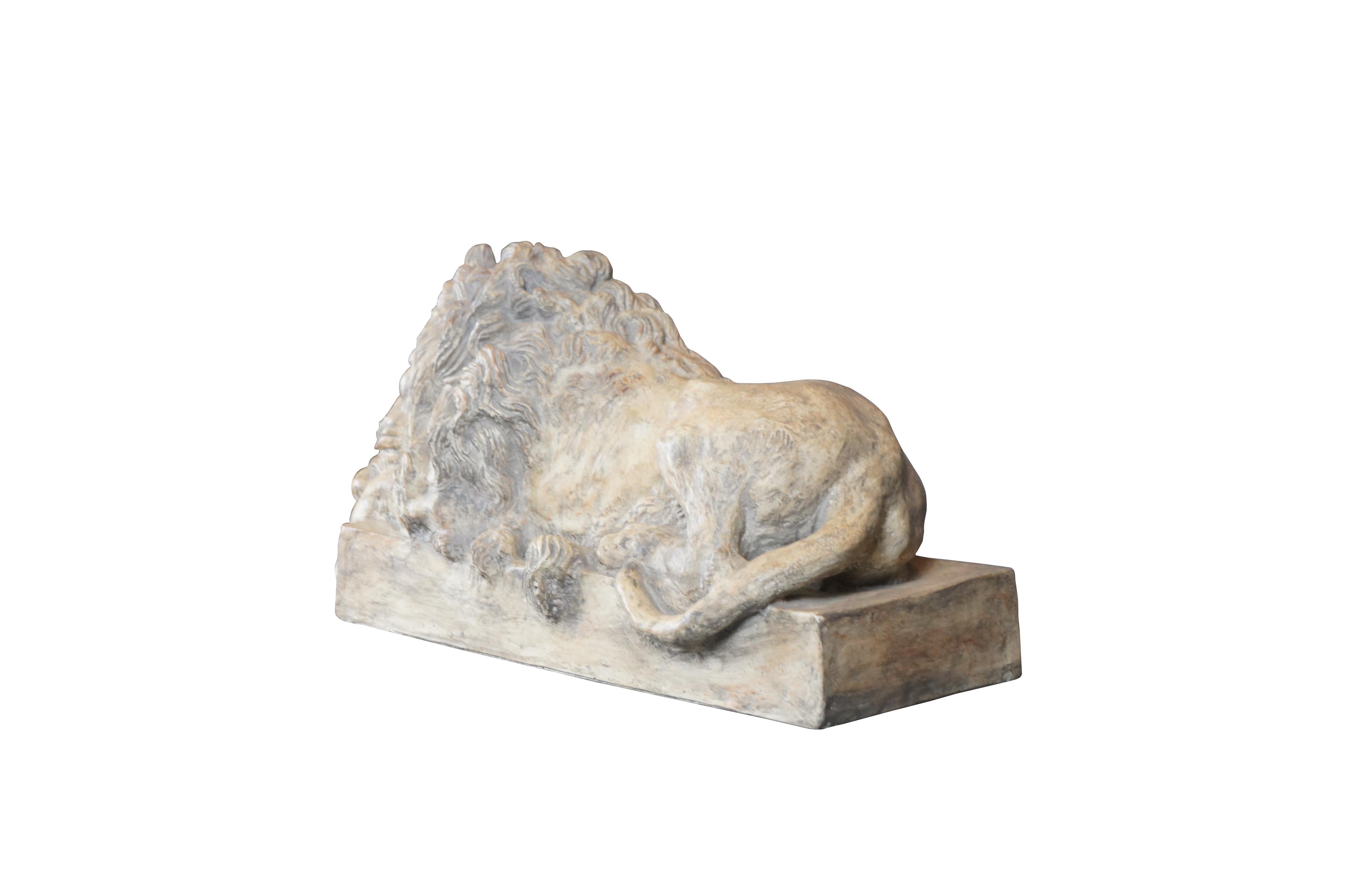 Renaissance Italian Vatican Style Resting Lion Sculpture After Canova Bookend Sculpture 15