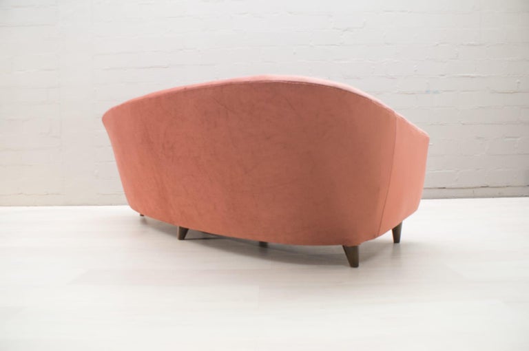 Italian Velvet 3-Seat Curved Sofa, 1960s 1