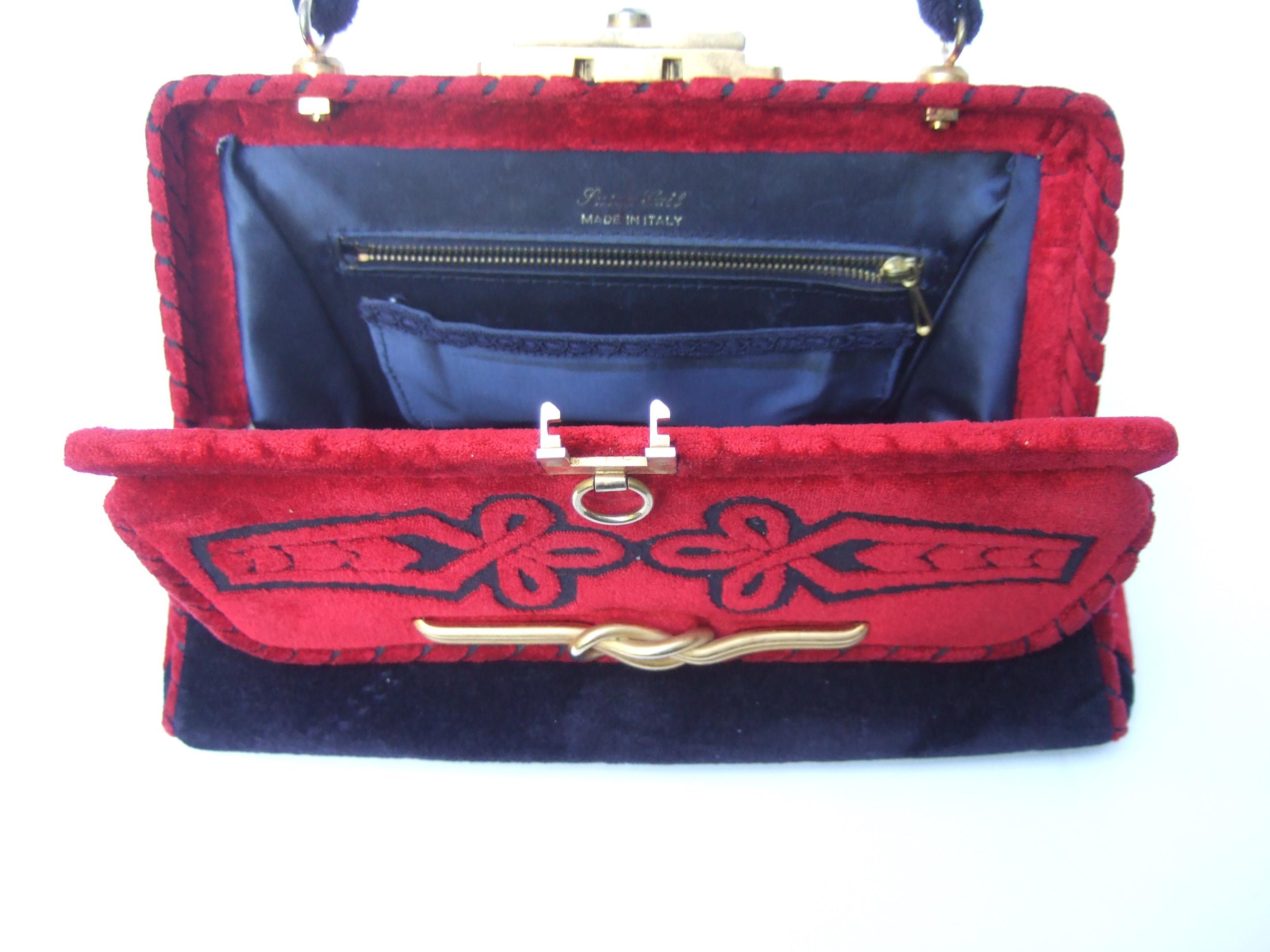 Italian Velvet Brocade Handbag Designed by Susan Gail c 1970s 5