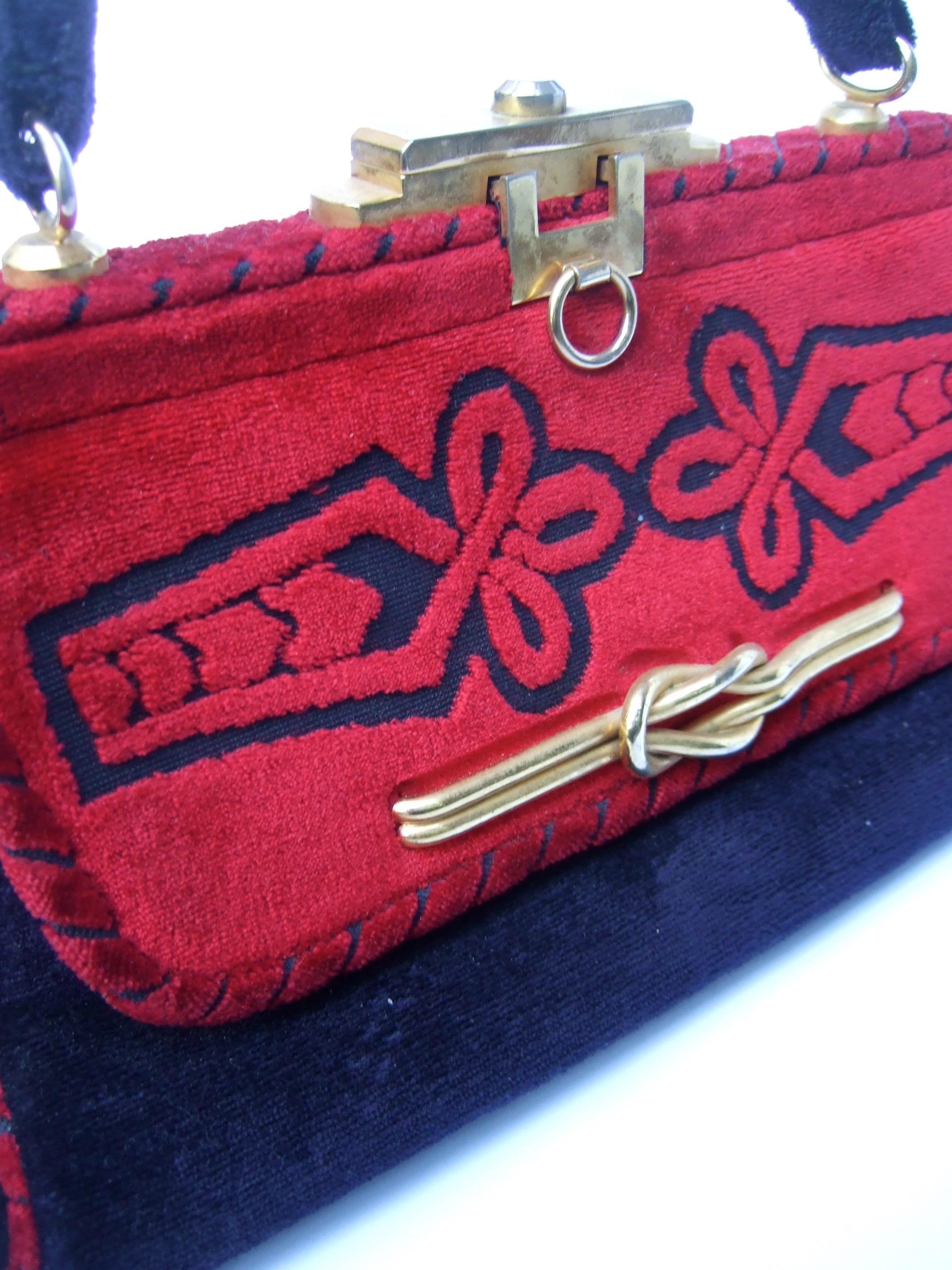 Women's Italian Velvet Brocade Handbag Designed by Susan Gail c 1970s