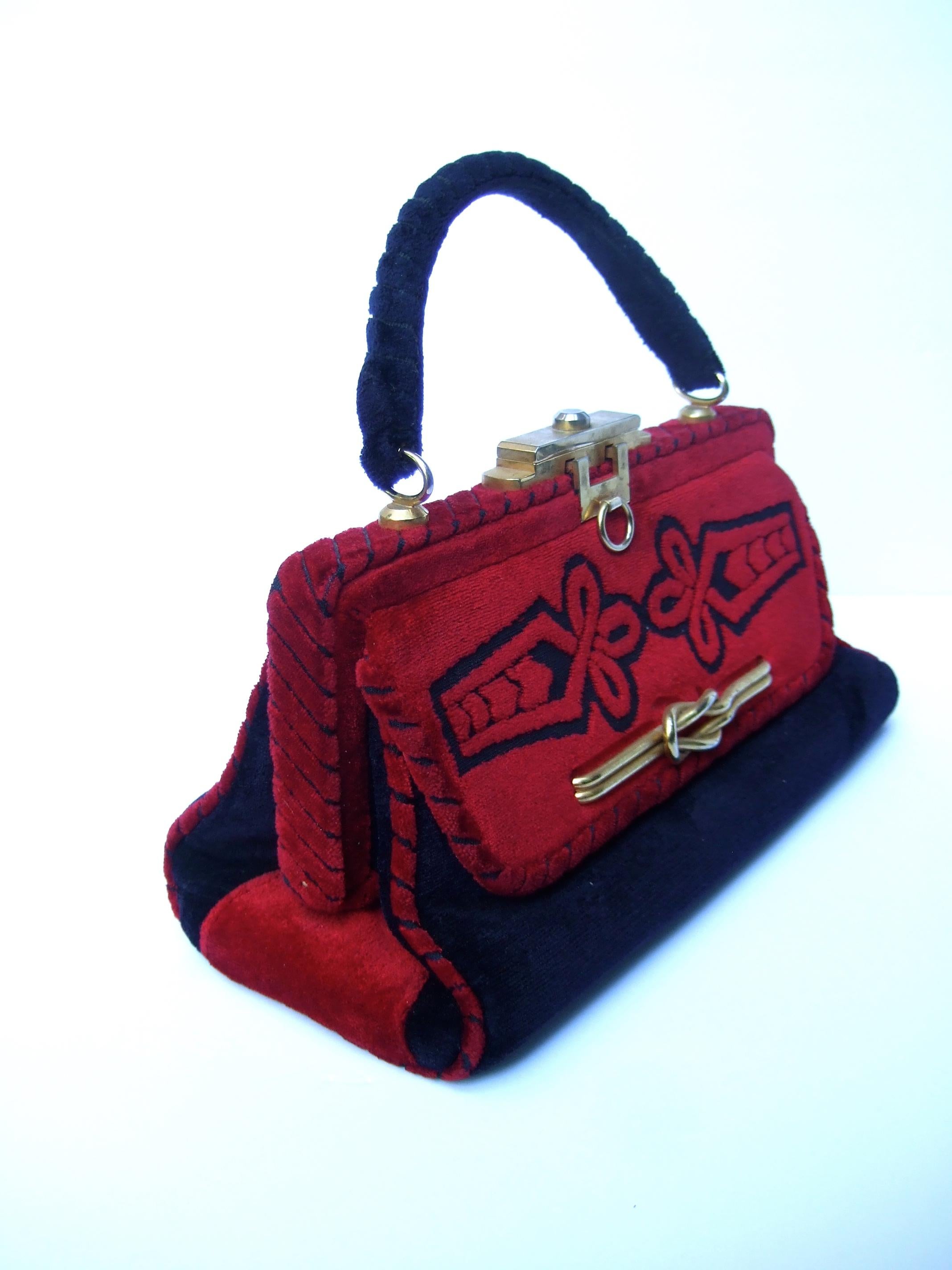 Italian Velvet Brocade Handbag Designed by Susan Gail c 1970s 1