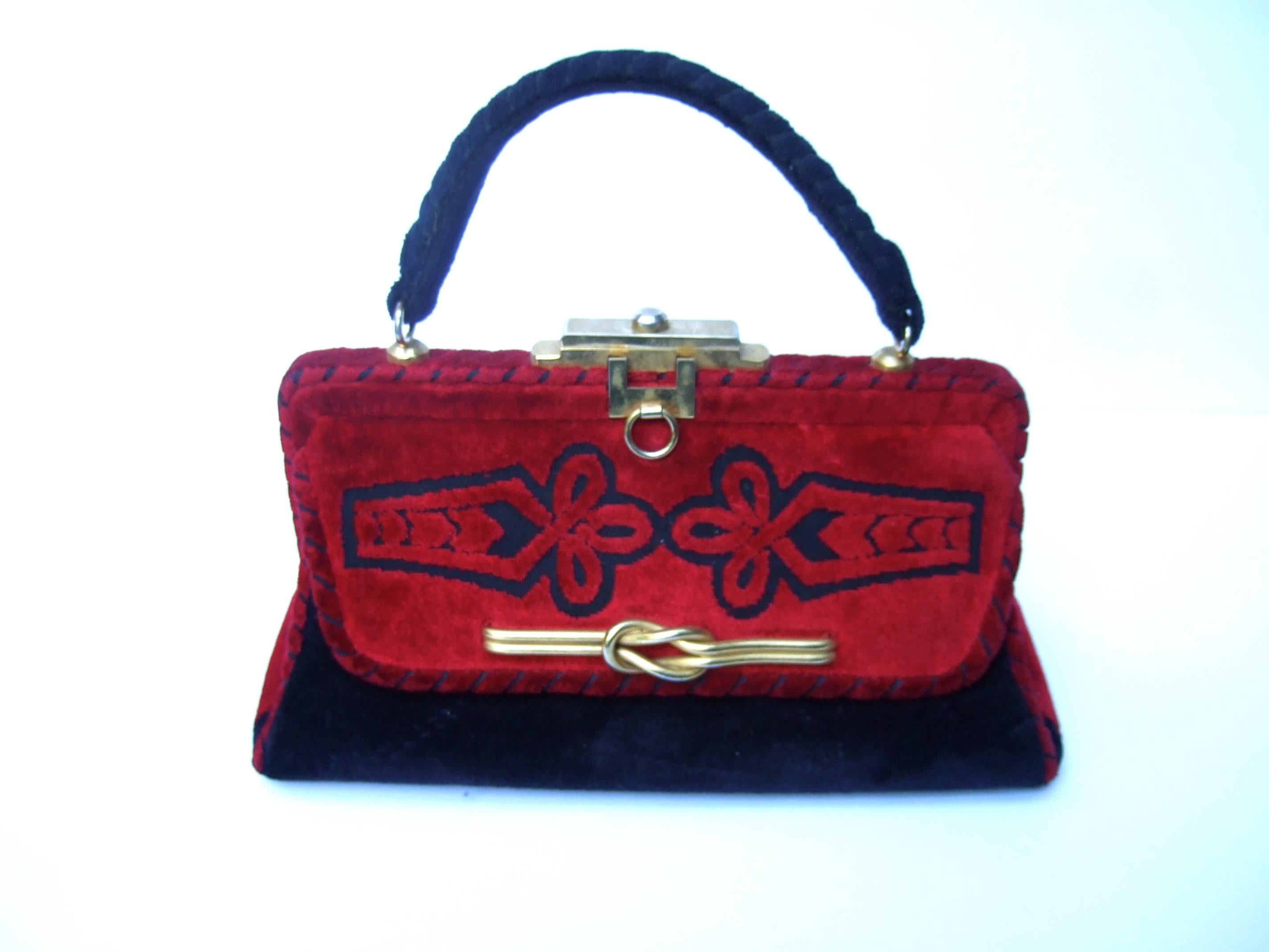 Italian Velvet Brocade Handbag Designed by Susan Gail c 1970s 2