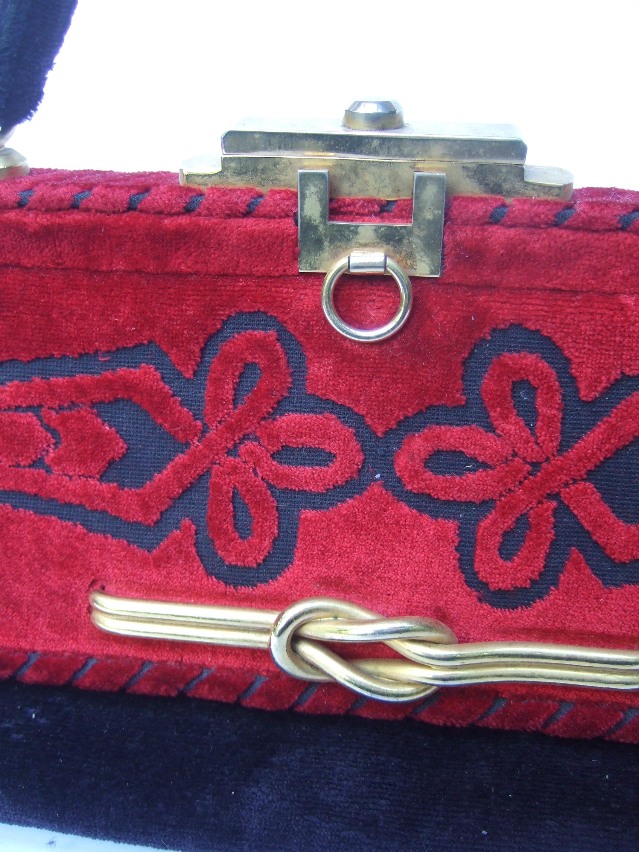 Italian Velvet Brocade Handbag Designed by Susan Gail c 1970s 3