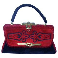 Vintage Italian Velvet Brocade Handbag Designed by Susan Gail c 1970s