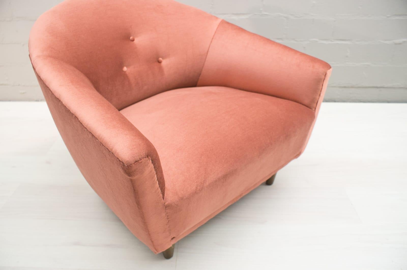 Italian Velvet Living Room Set, 3-Seat Sofa and 2 Armchairs 1960s 11
