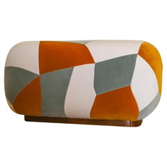 Italian Velvet Ottoman Designed by Serge De Troyer
