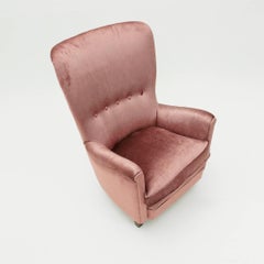 Italian Velvet Pink Armchair, 1950s