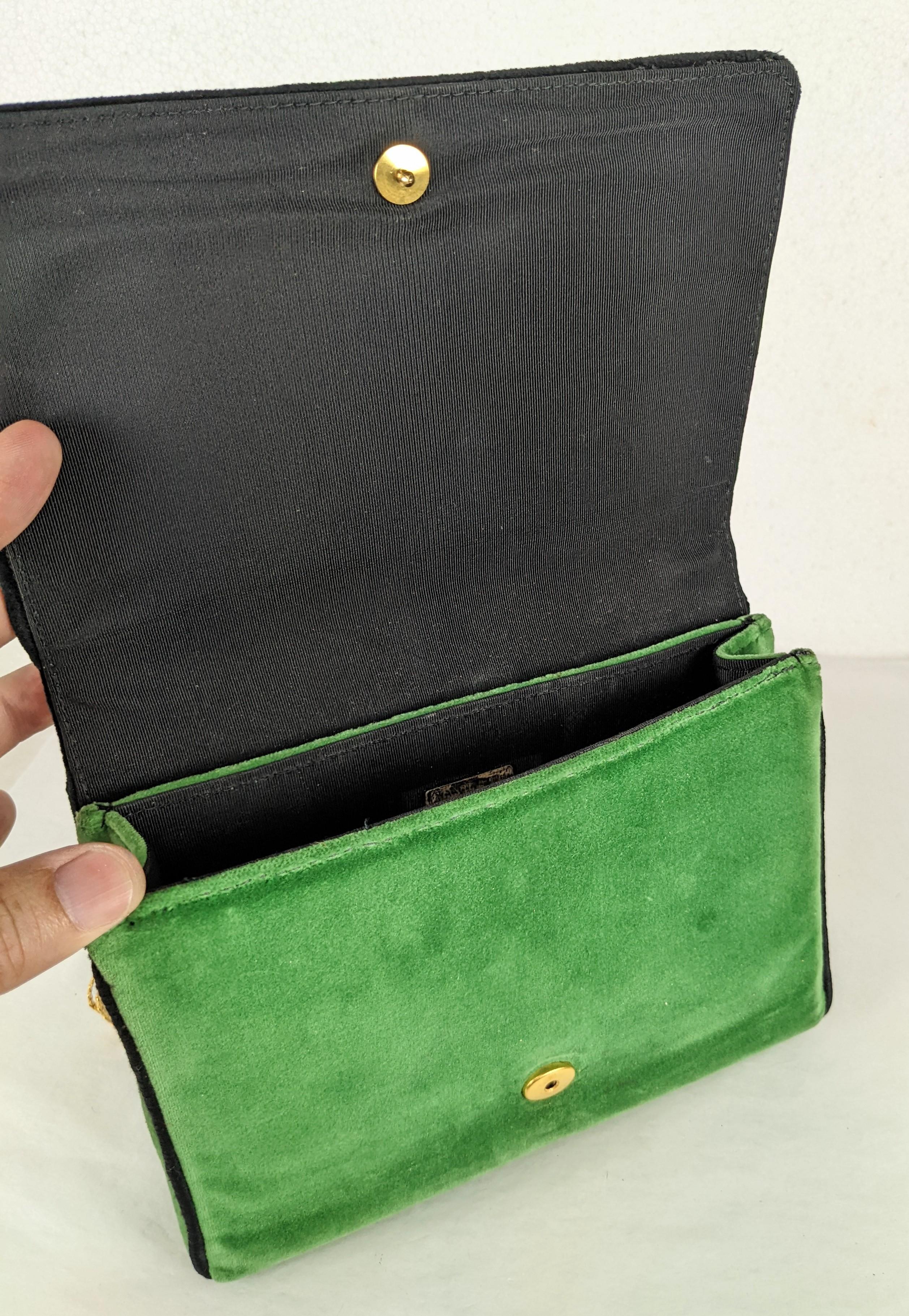 Italienische Handtasche aus Samt mit Emaille-Akzenten aus Samt, Mangiameli Milano im Zustand „Gut“ im Angebot in New York, NY
