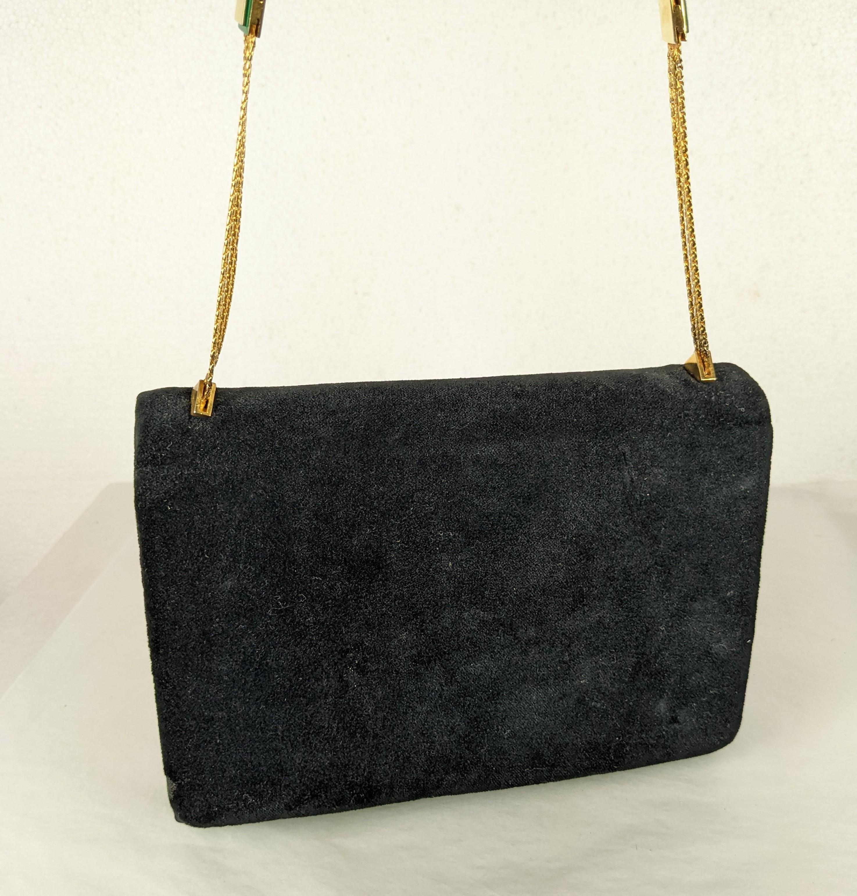 Italian Velvet Purse with Enamel Accents, Mangiameli Milano In Good Condition For Sale In New York, NY