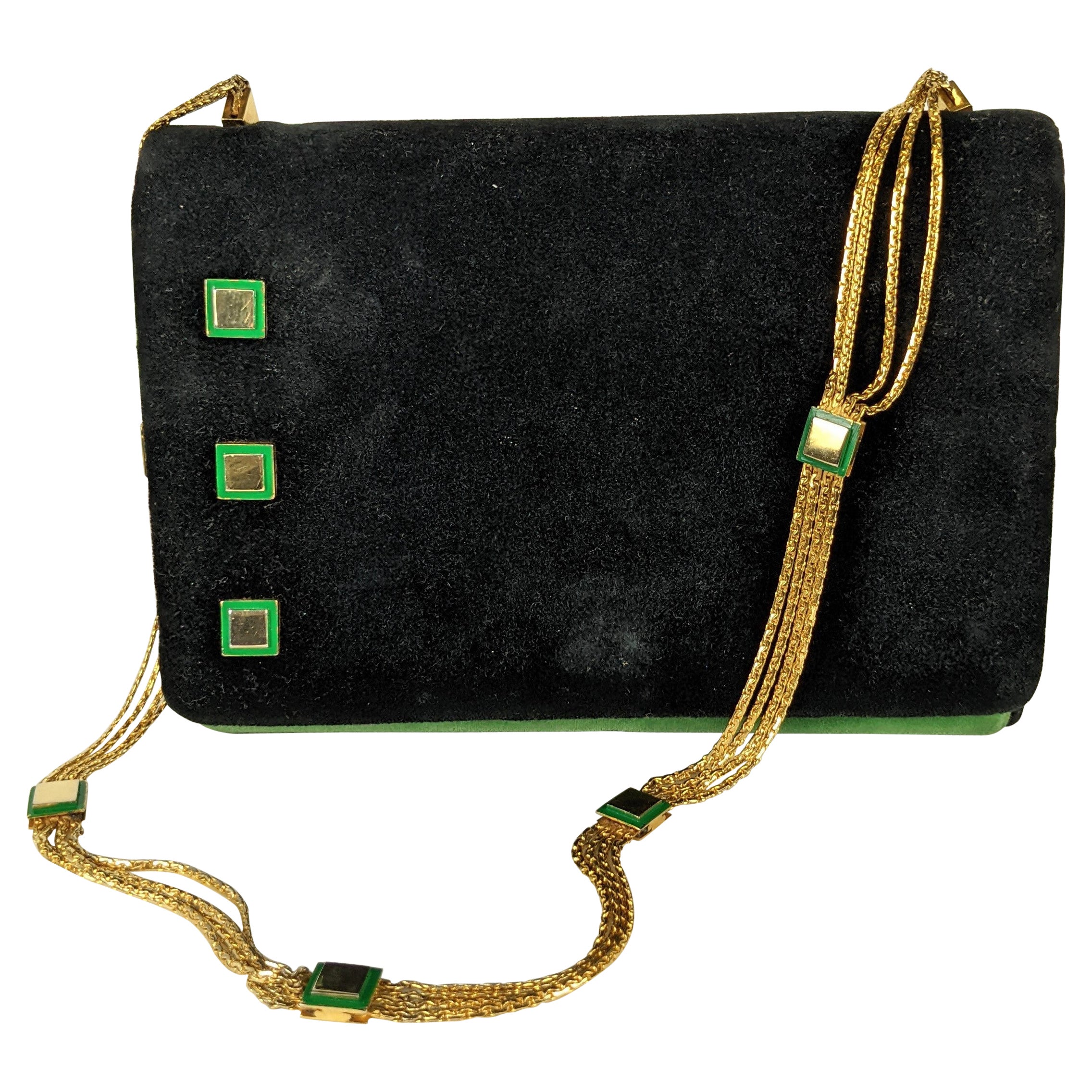 Italienische Handtasche aus Samt mit Emaille-Akzenten aus Samt, Mangiameli Milano
