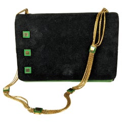 Italienische Handtasche aus Samt mit Emaille-Akzenten aus Samt, Mangiameli Milano