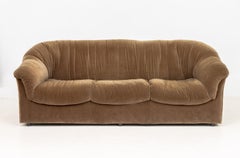 Italian Velvet Upholstered 3-Seat Sofa, 1970