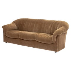 Italian Velvet Upholstered 3-Seat Sofa, 1970