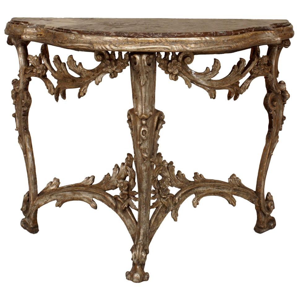 Italian Venetian Gilt Marble Console Table