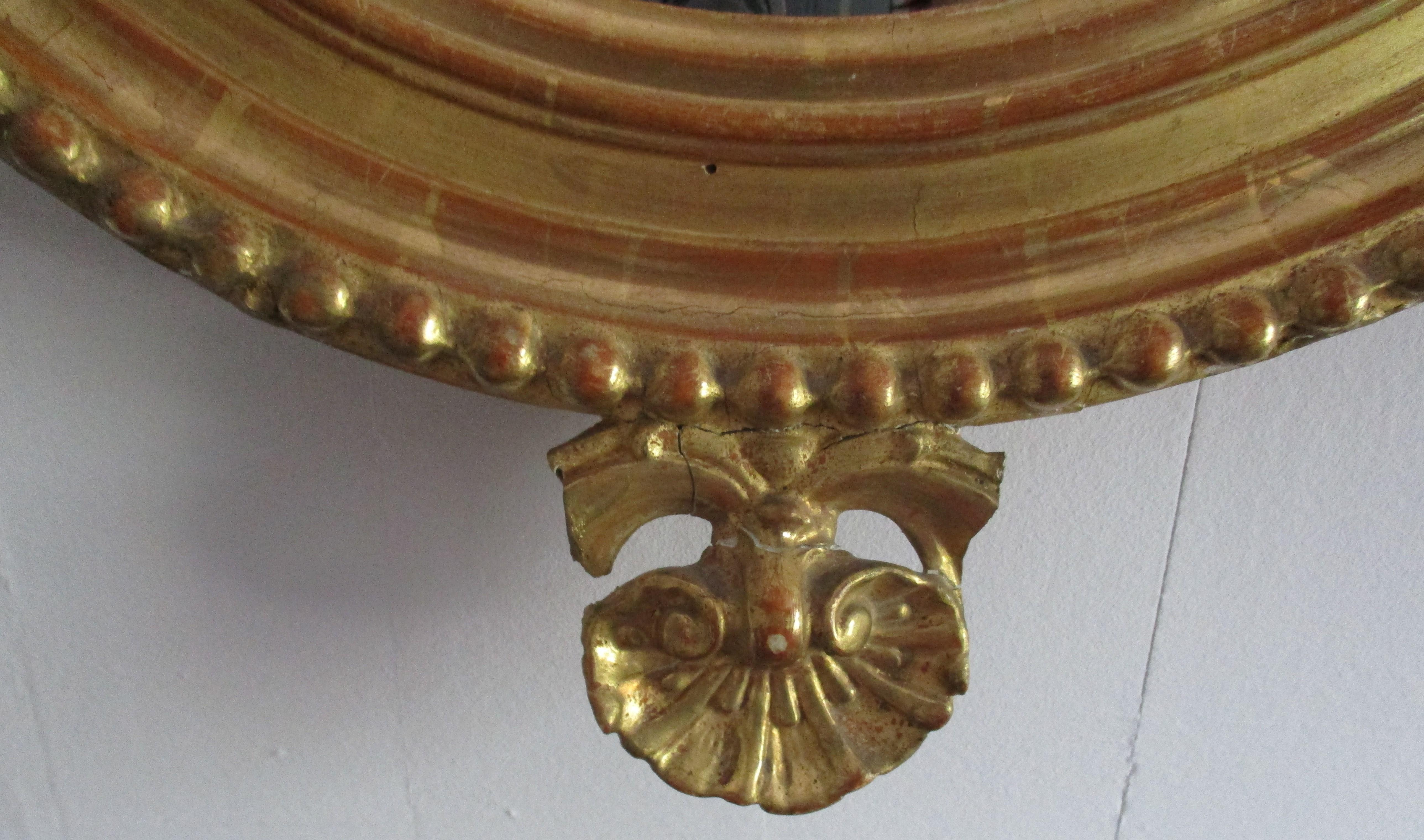 Italian, Venetian 19th Century Gold Leaf Oval Cherub Mirror In Fair Condition In Oregon, OR