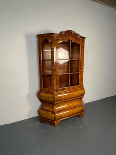 Italian Inlaid Venetian Burlwood Baroque Cabinet, Bookcase, Vitrine or Cupboard