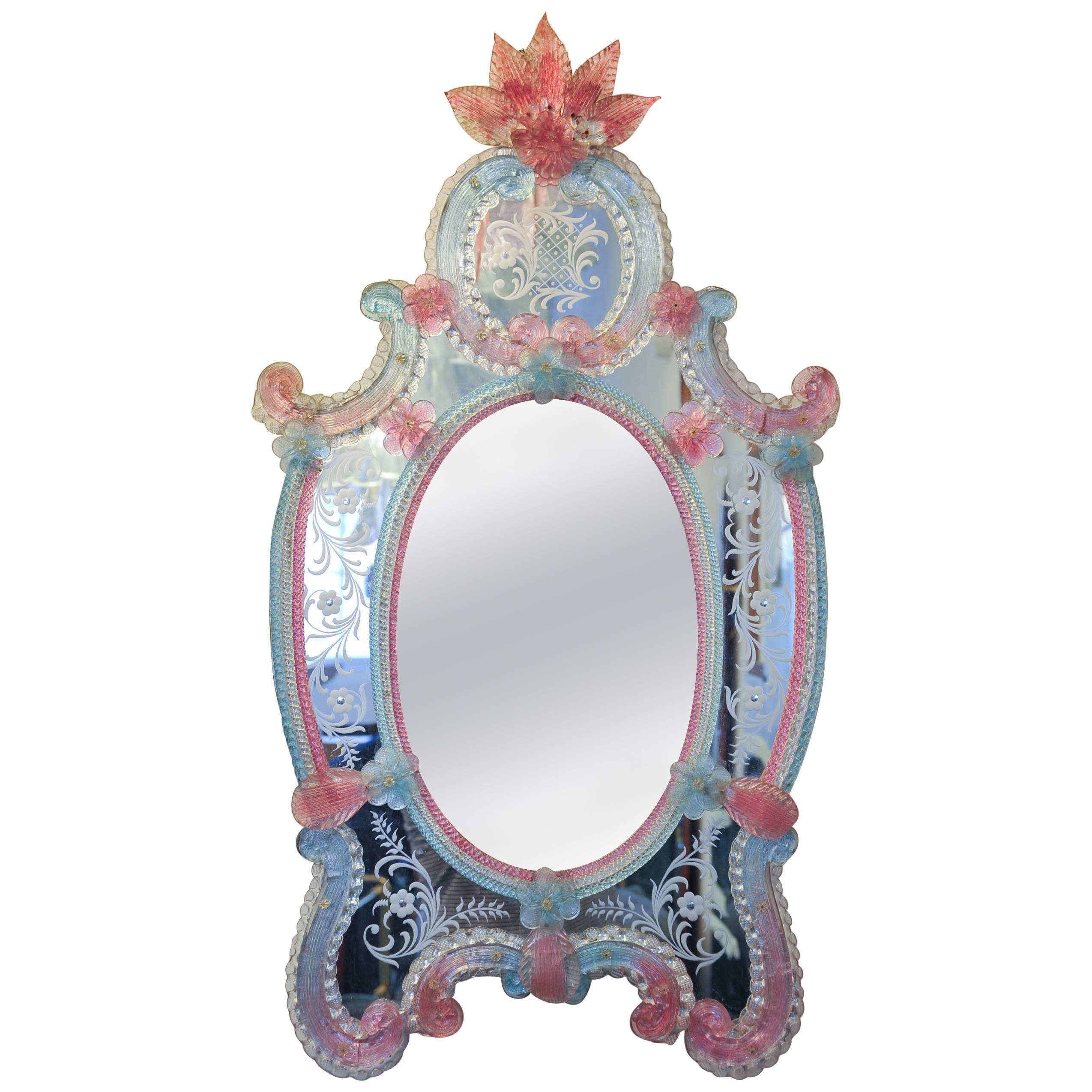 Italian Venetian Barovier Murano 1940s Mirror