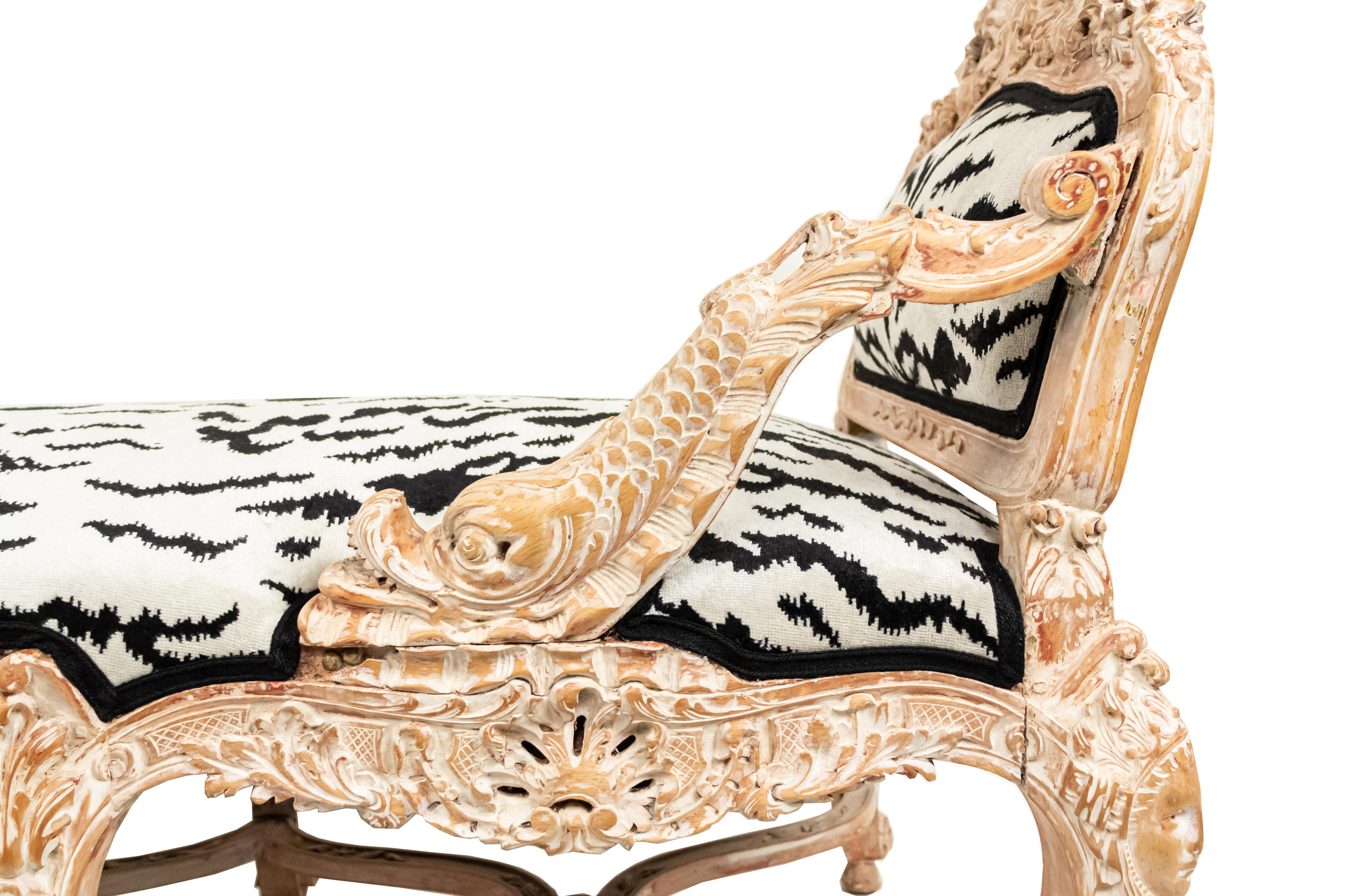 Louis XVI Italian Venetian Bleached Tete-a-tete with Zebra Print For Sale