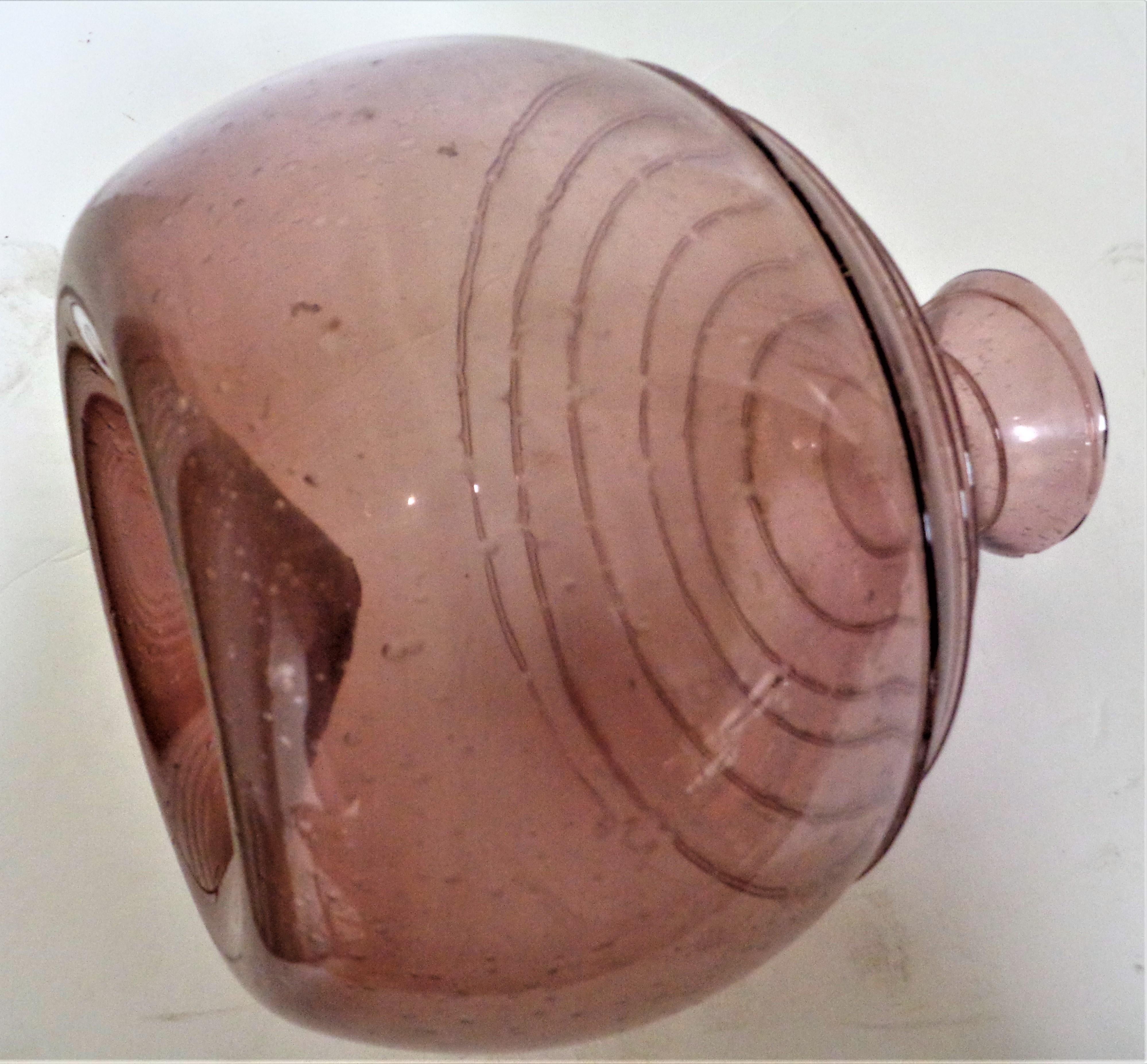 Hand-Crafted   Mid 20th Century Italian Venetian Blown Glass Vase
