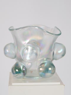 Italian Venetian Blown Murano Glass Iridescent Vase by Gino Cenedese