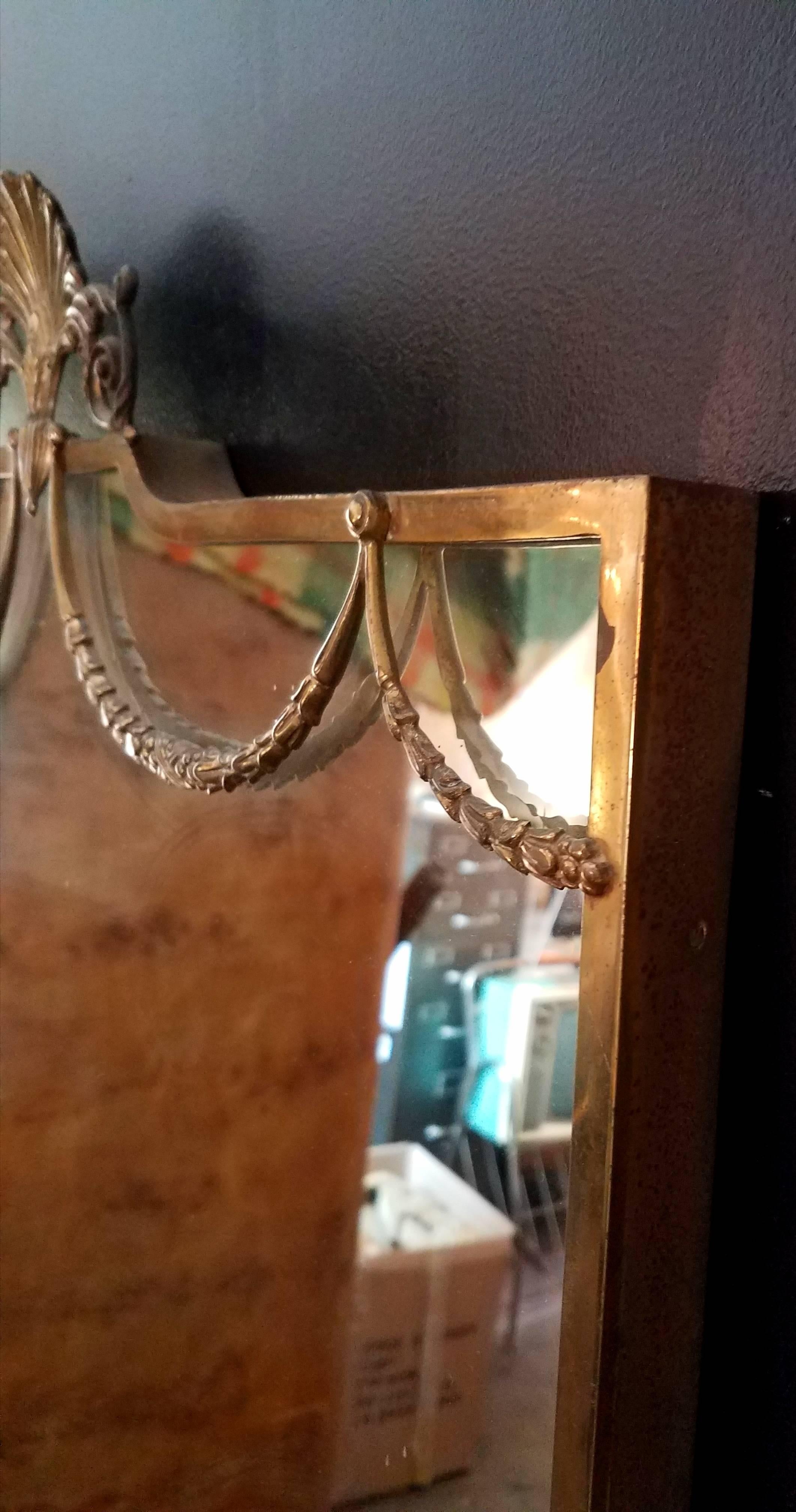 Mid-Century Modern Italian Venetian Brass Full Length Mirror
