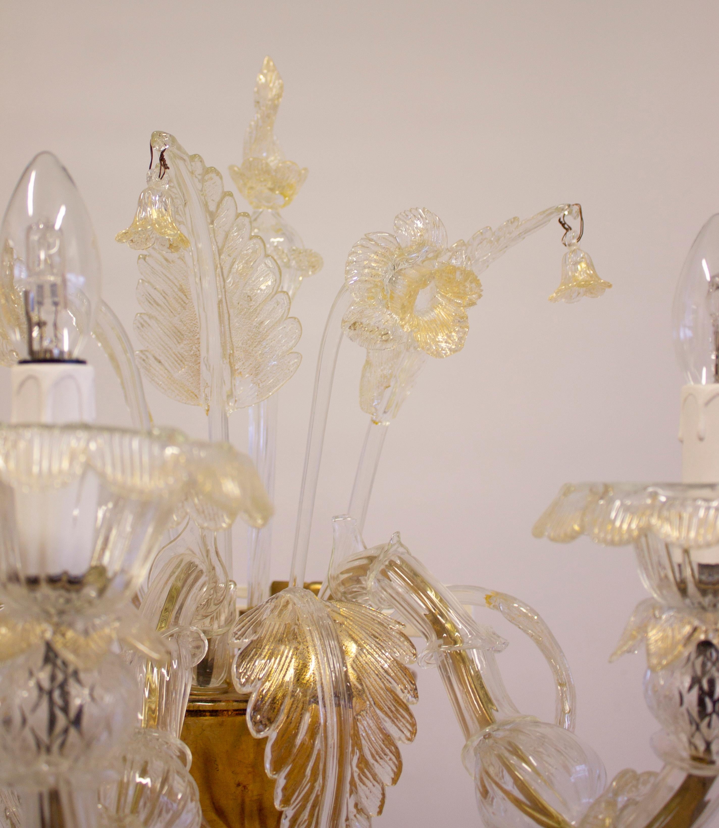 Baroque Venetian Ca' Rezzonico set of four Sconces Blown Murano glass 24-Karat Gold