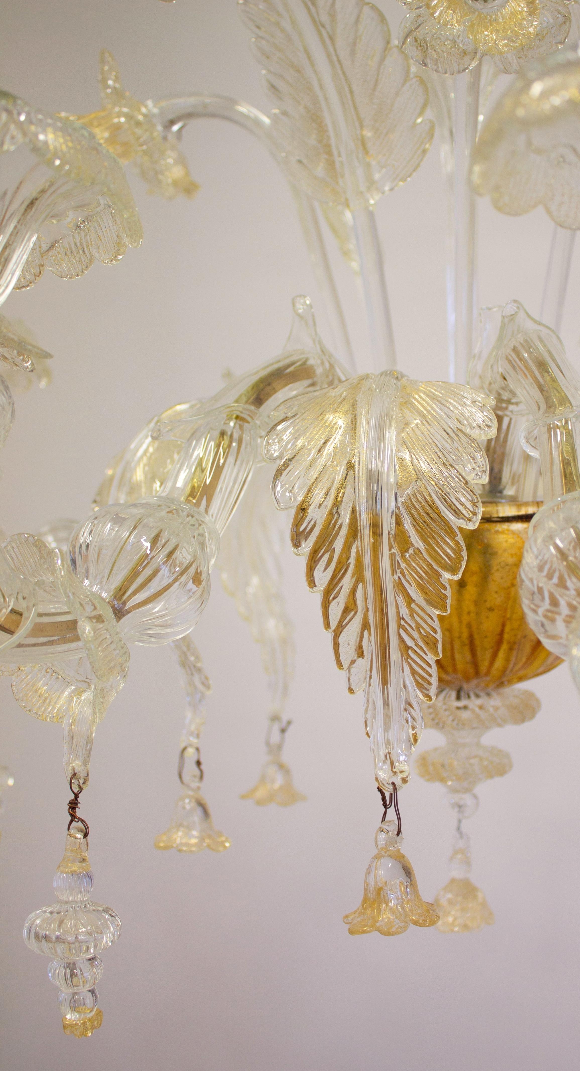 Italian Venetian Ca' Rezzonico set of four Sconces Blown Murano glass 24-Karat Gold