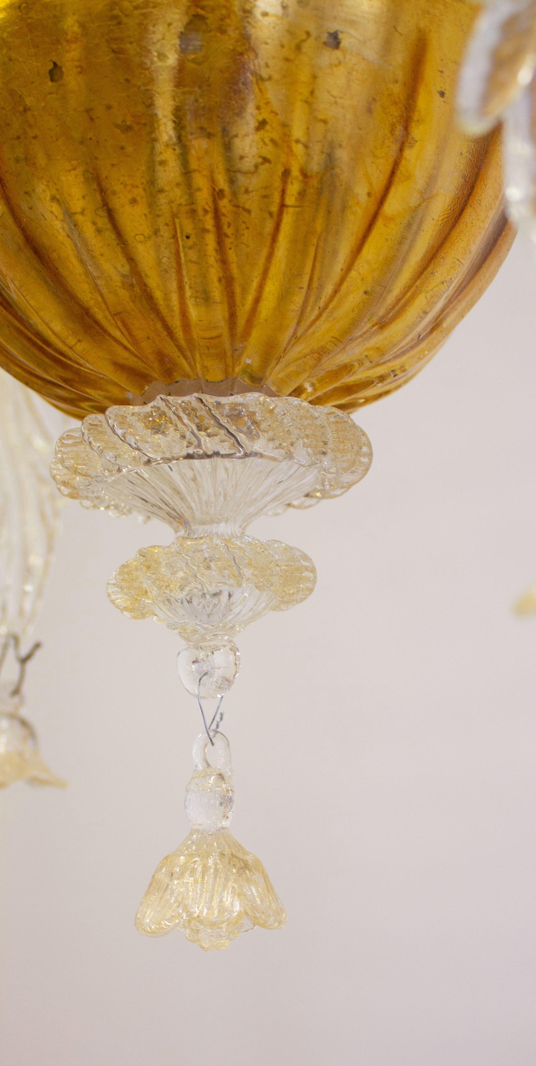 Venetian Ca' Rezzonico set of four Sconces Blown Murano glass 24-Karat Gold In Excellent Condition In Villaverla, IT