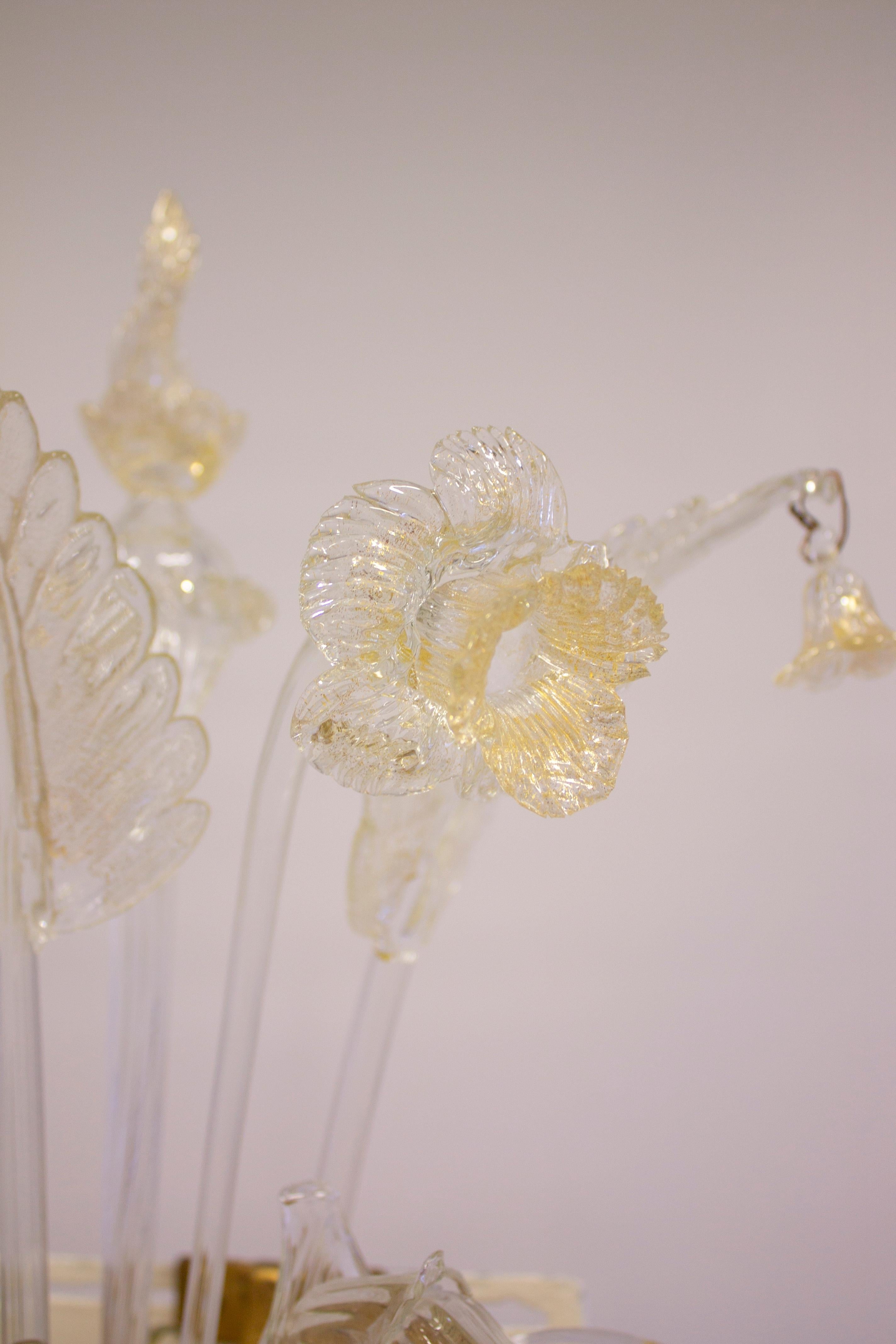 Mid-20th Century Venetian Ca' Rezzonico set of four Sconces Blown Murano glass 24-Karat Gold