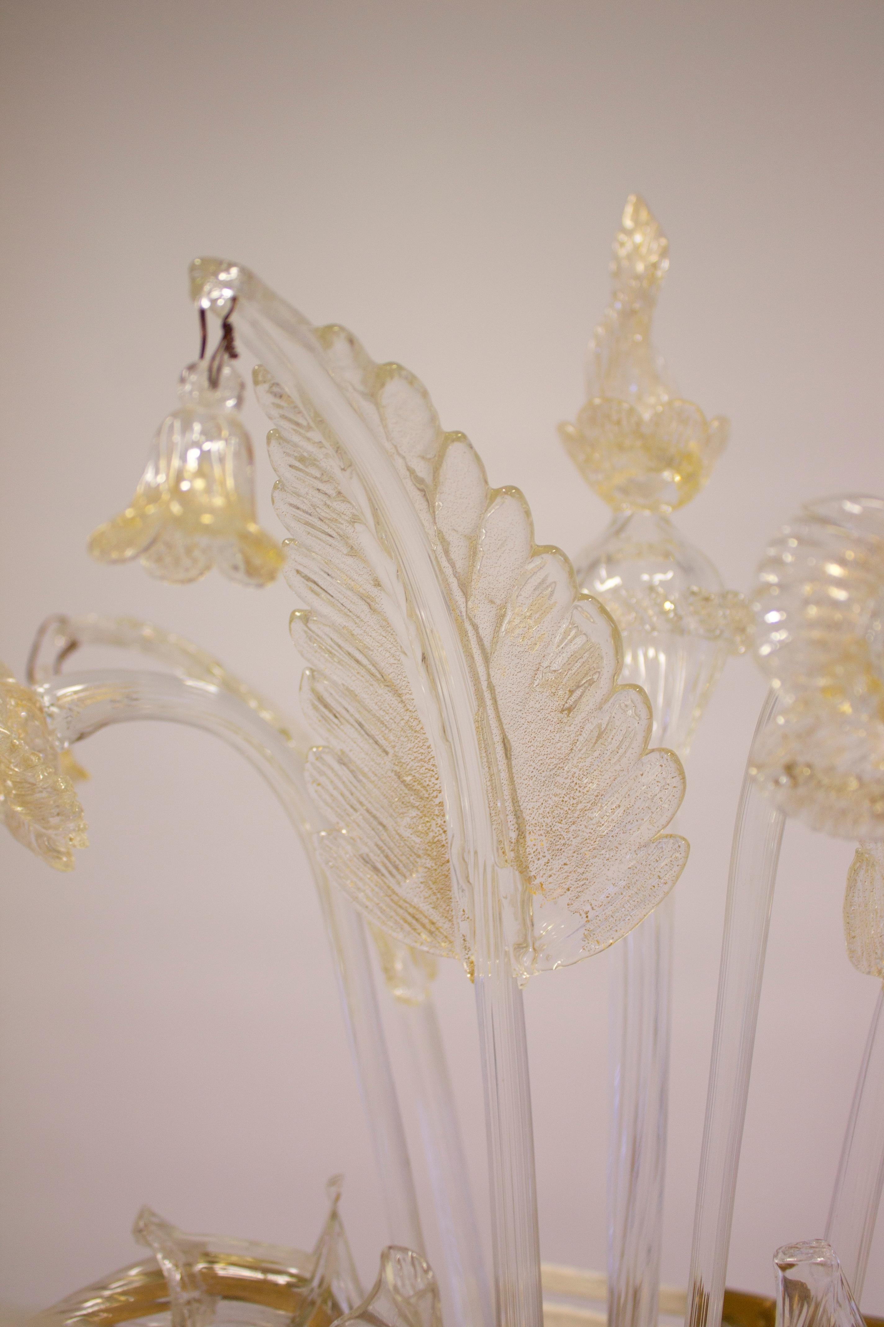 Glass Venetian Ca' Rezzonico set of four Sconces Blown Murano glass 24-Karat Gold