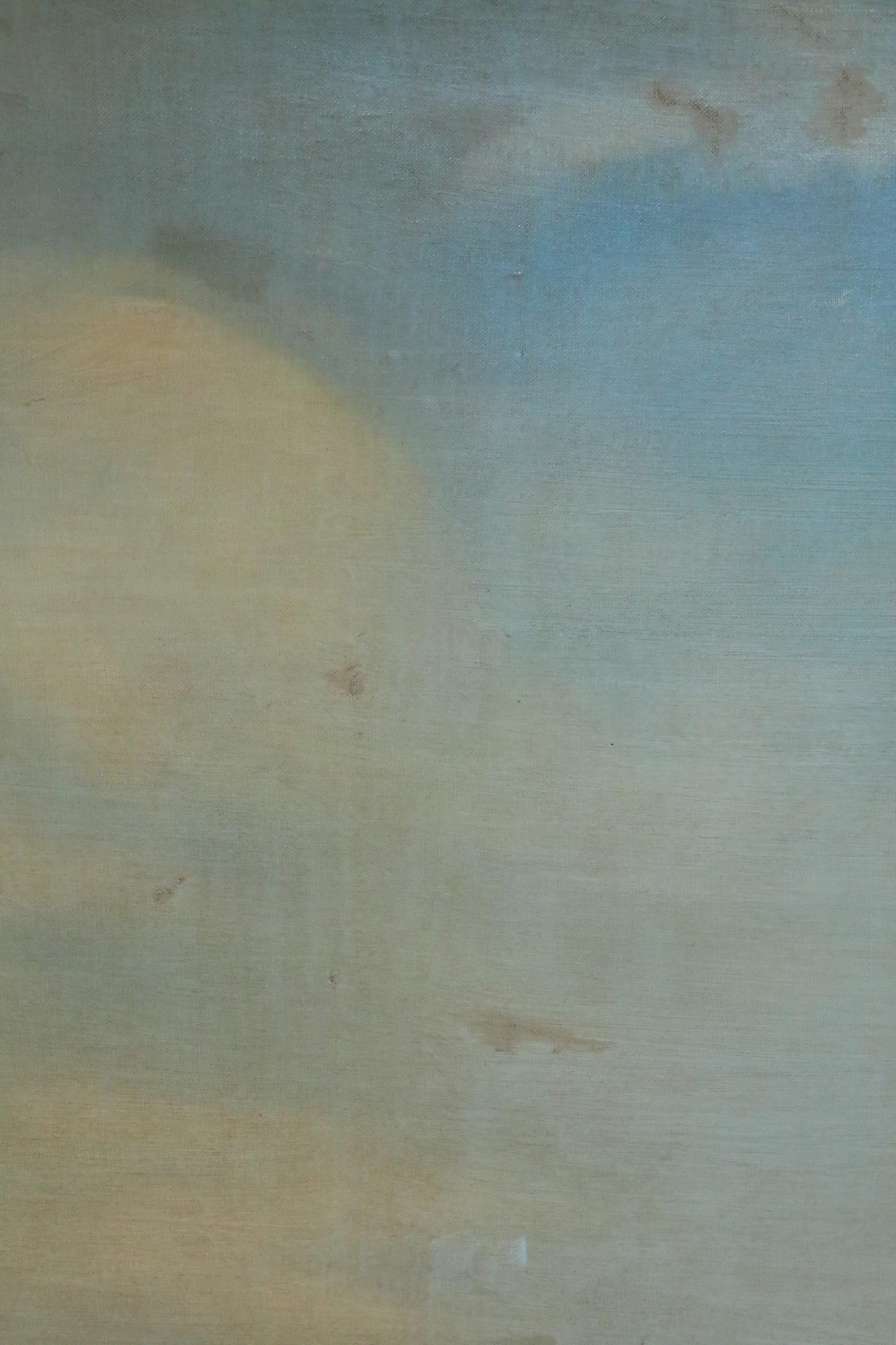 Pittura su tela con l'ora d'oro del canale e del villaggio veneziano italiano in vendita 4