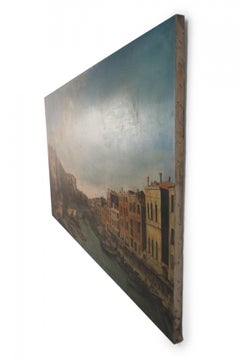 Italian Venetian Canal Painting, 20th Century, Canvas, Golden Light
