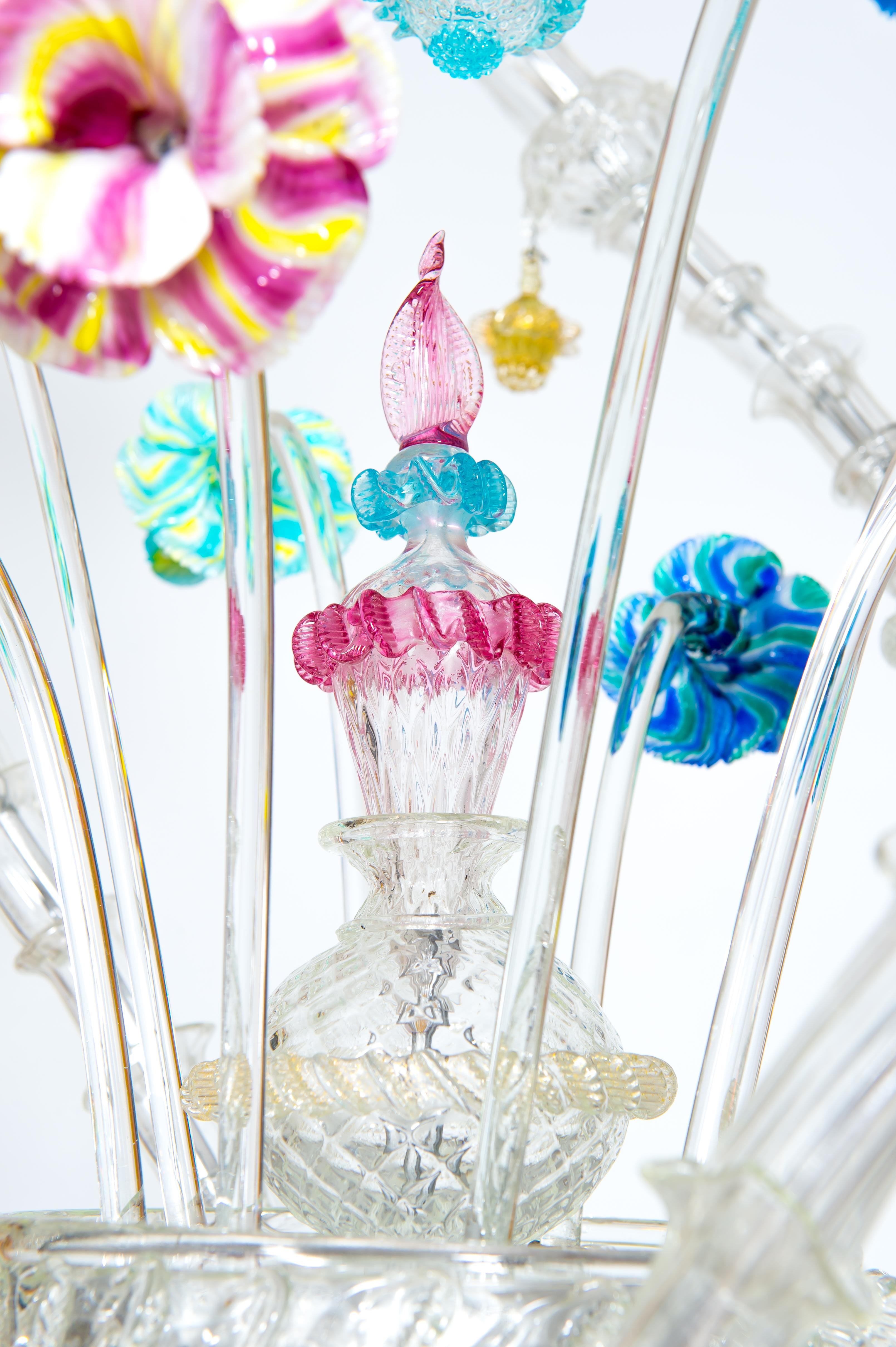 Classic Venetian Ca' Rezzonico Chandelier in Murano Glass Italian Design 1950s For Sale 6