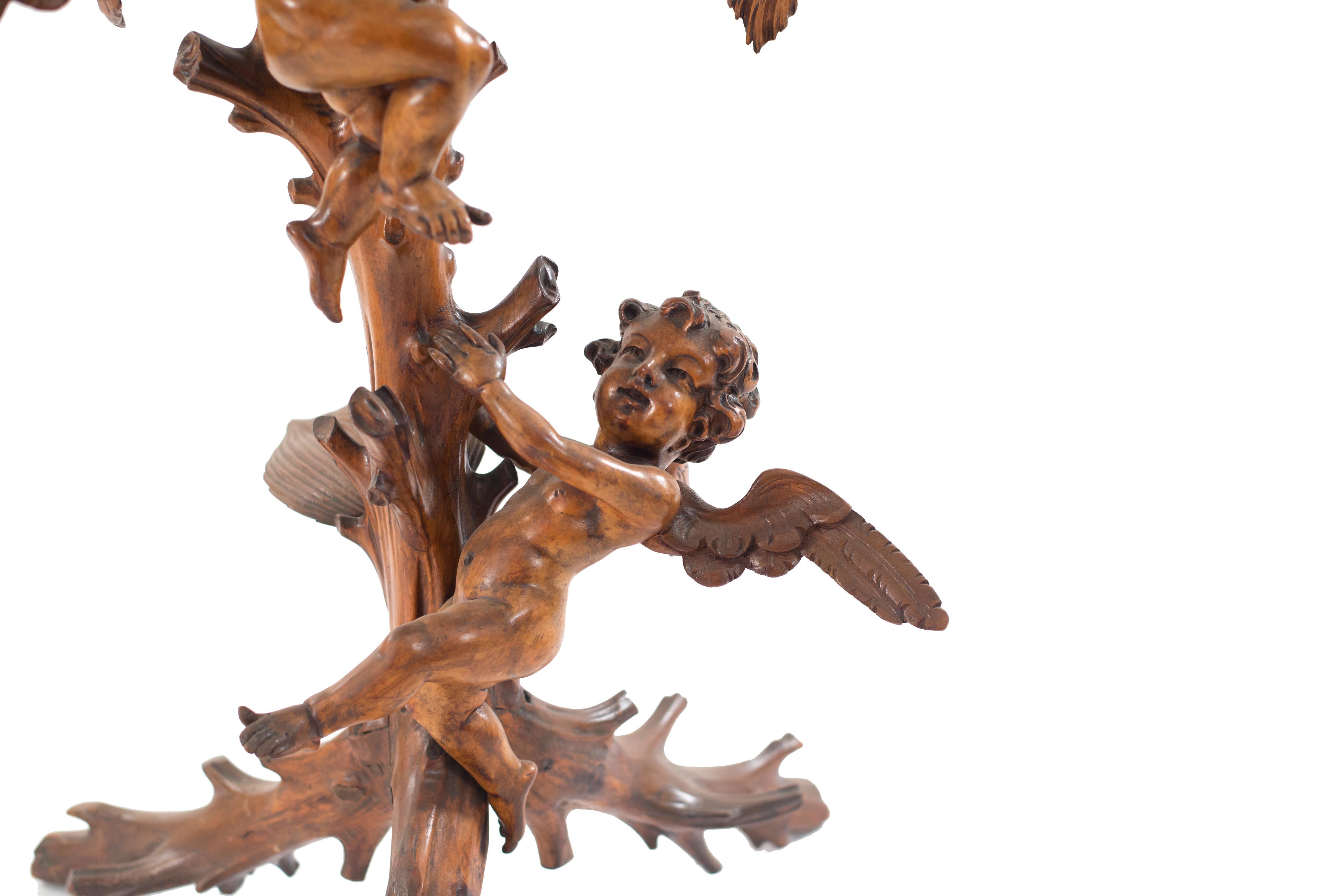 XIXe siècle Piédestal vénitien italien en bois fruitier sculpté en vente