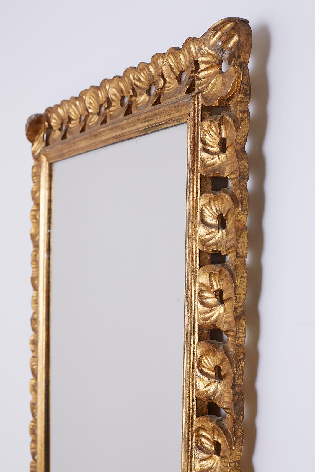 20th Century Italian Venetian Carved Ribbon Giltwood Wall Mirror