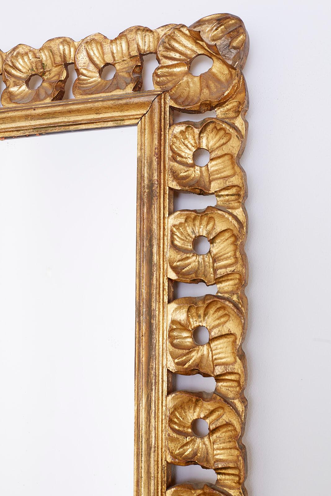 Glass Italian Venetian Carved Ribbon Giltwood Wall Mirror