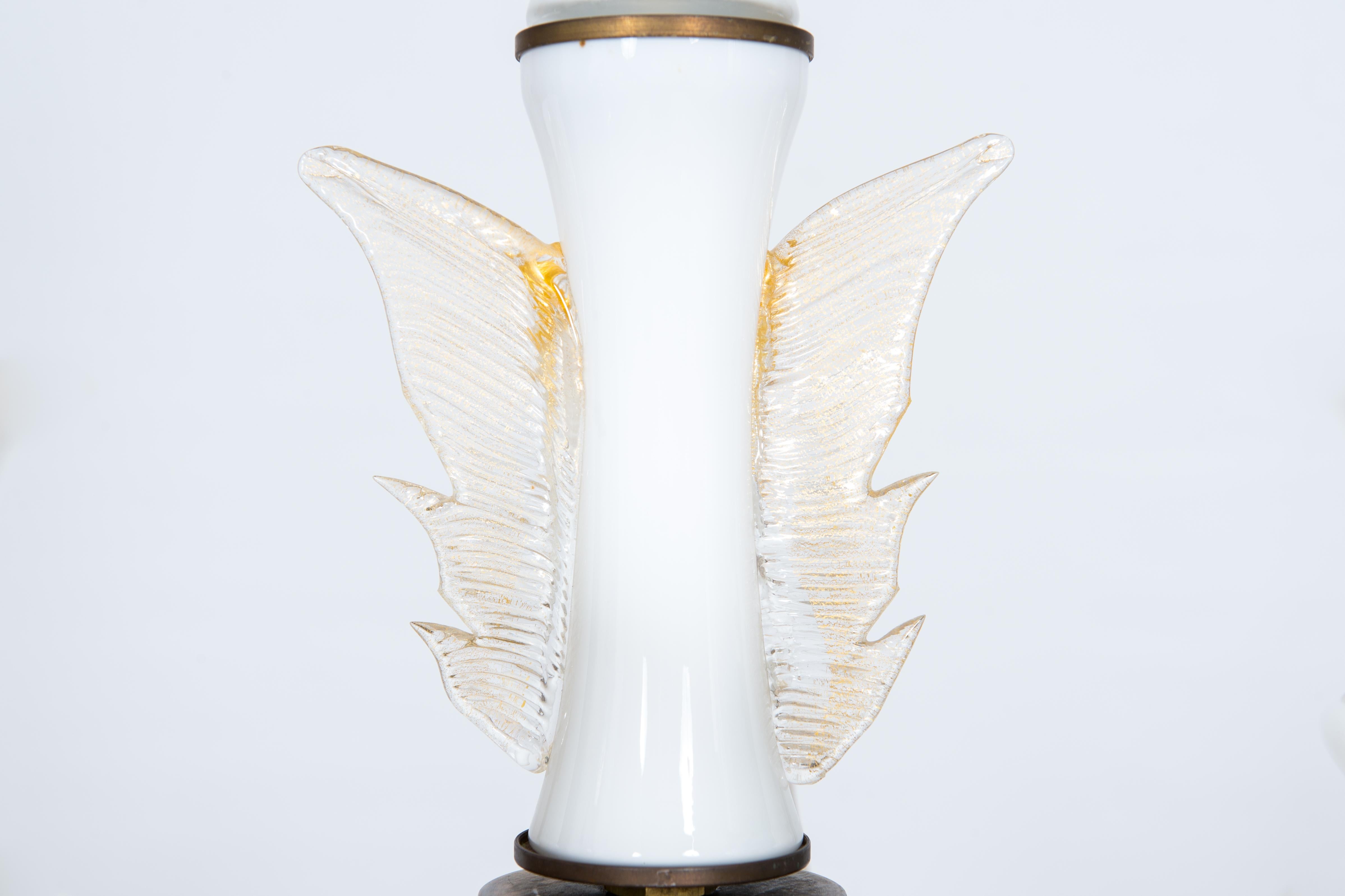 Murano Glass Chandelier white Butterfly gold finishes Signed De Majo 1970s Italy For Sale 6