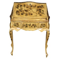 Dekorierter italienischer venezianischer Sekretär-Schreibtisch aus Chinoiserie und cremefarbener Farbe