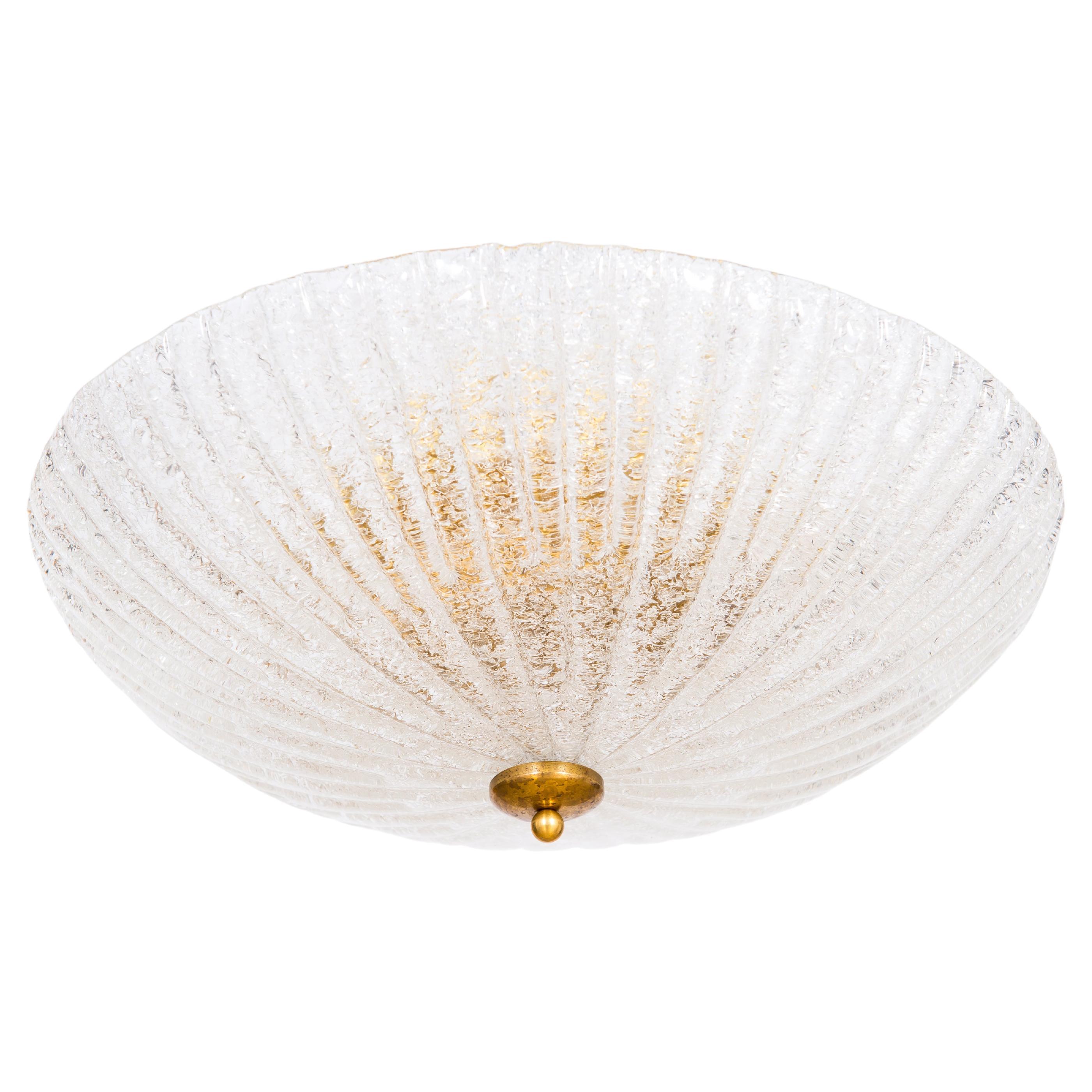 Italian Venetian Circular Flush Mount in Murano Glass Mazzega 1980s For Sale