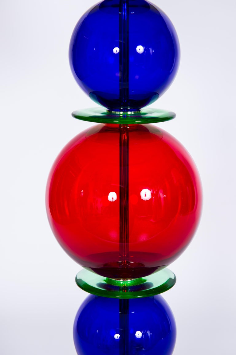 Italian Giant Colorful Pair of  Table Lamps in Blown Murano Glass, Italy Contemporary For Sale