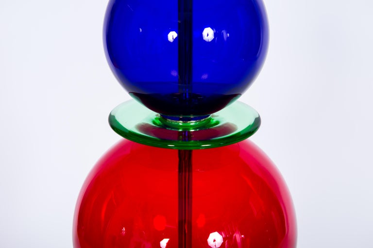 Giant Colorful Pair of  Table Lamps in Blown Murano Glass, Italy Contemporary For Sale 2