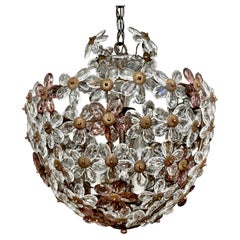 Used Bagues Crystal Floral Pendant Chandelier 