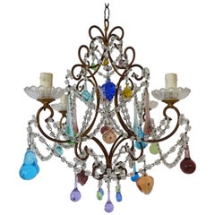 Italian Venetian Crystal Swags Murano Fruit and Drops Chandelier, c 1930