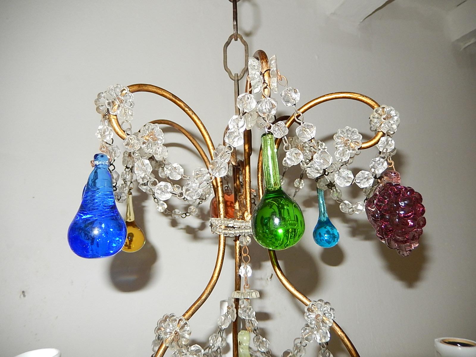 Italian Venetian Crystal Swags Murano Fruit and Drops Chandelier In Good Condition In Modena (MO), Modena (Mo)