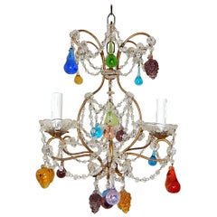 Italian Venetian Crystal Swags Murano Fruit and Drops Chandelier