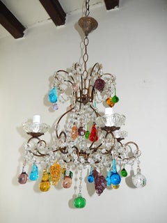Italian Venetian Crystal Swags Murano Fruit & Drops Chandelier