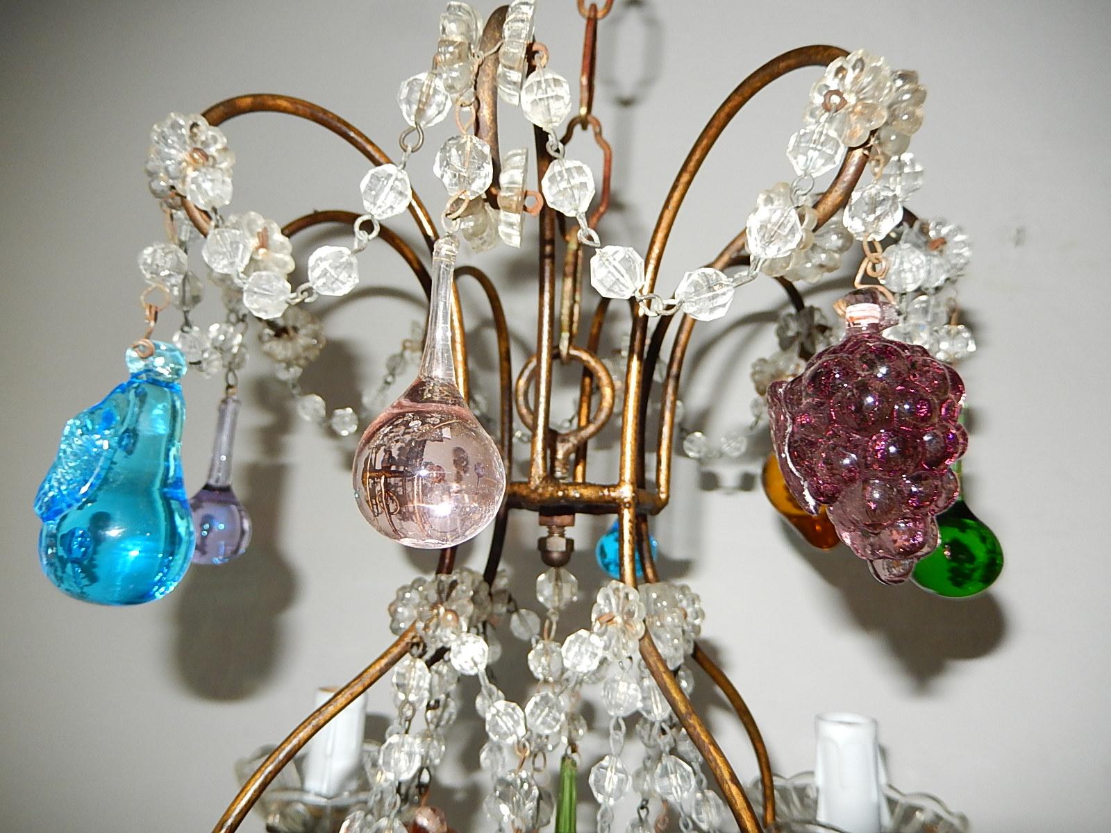 Italian Venetian Crystal Swags Murano Fruit & Drops Chandelier 2