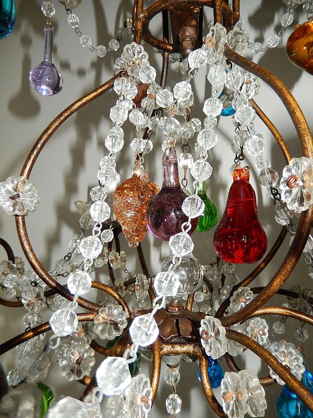 Italian Venetian Crystal Swags Murano Fruit & Drops Chandelier 3